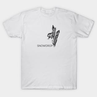 Snowdrop line drawing T-Shirt